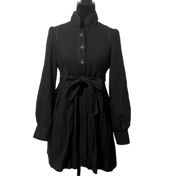Anthropologie Jackets & Blazers - Rare Anthropologie One September Jacket Womens Small Black Snowflakes Wool Coat